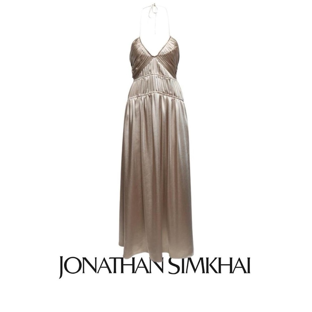 Jonathan Simkhai Silk Beige Gown 8